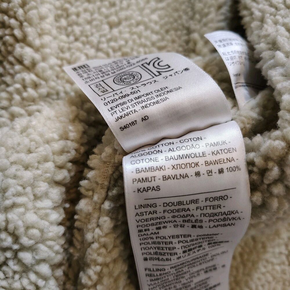 Levi’s Sherpa Lined Denim Trucker Jacket Women’s Large Blue Jean Coat Classic - Picture 7 of 9